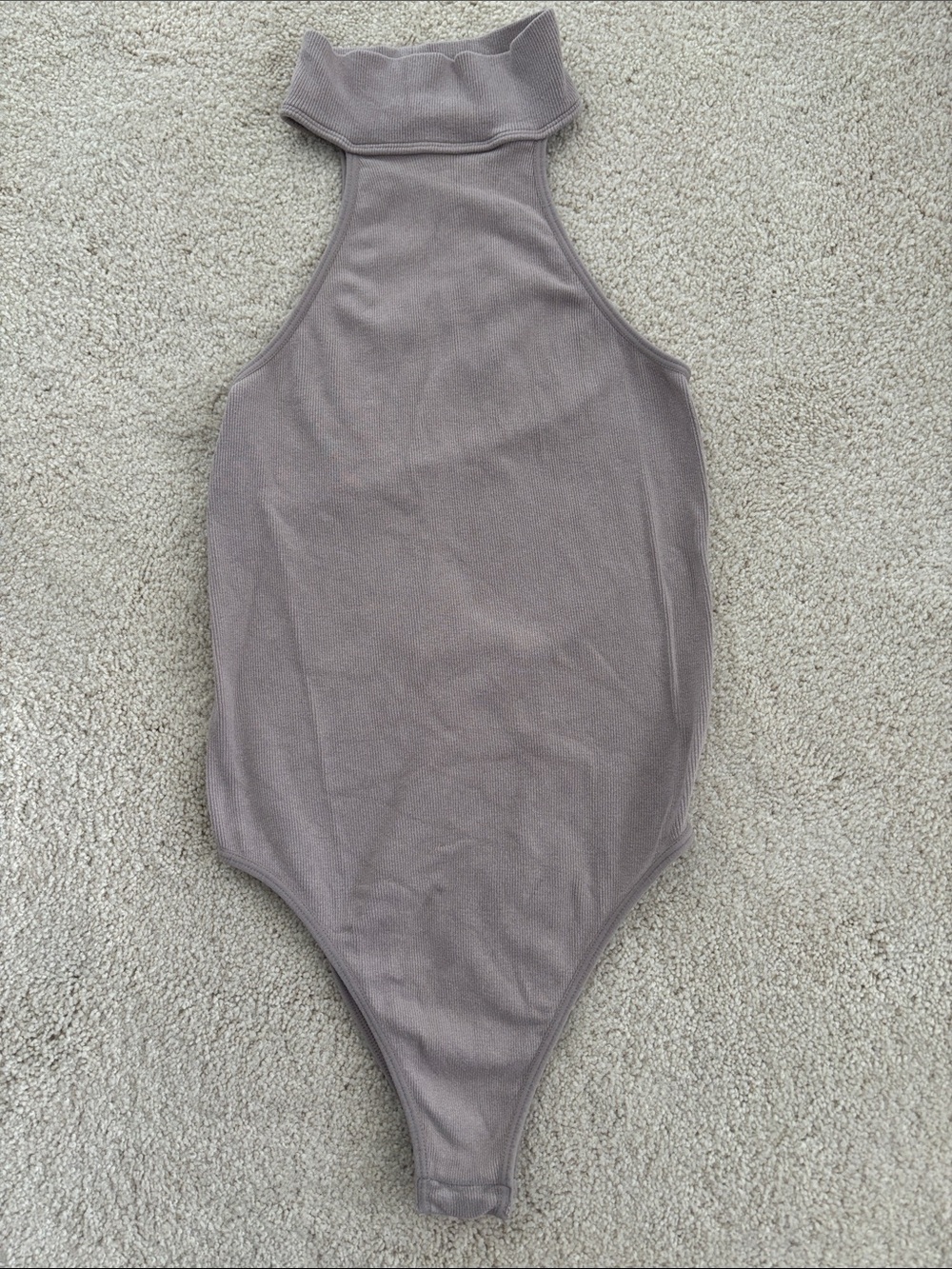 Zara Tank Sleeveless Halter Neck Ribbed Taupe Bodysuit Size XS Small